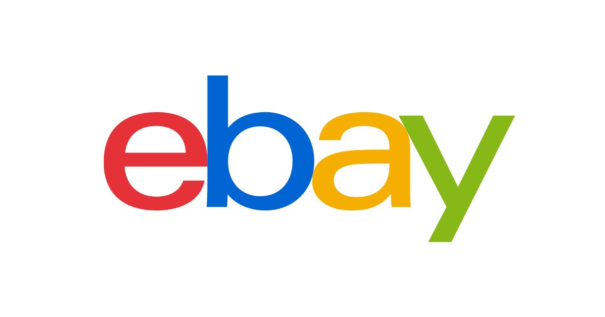 eBay logo featuring the company name in colorful letters, representing one of the largest global e-commerce platforms.