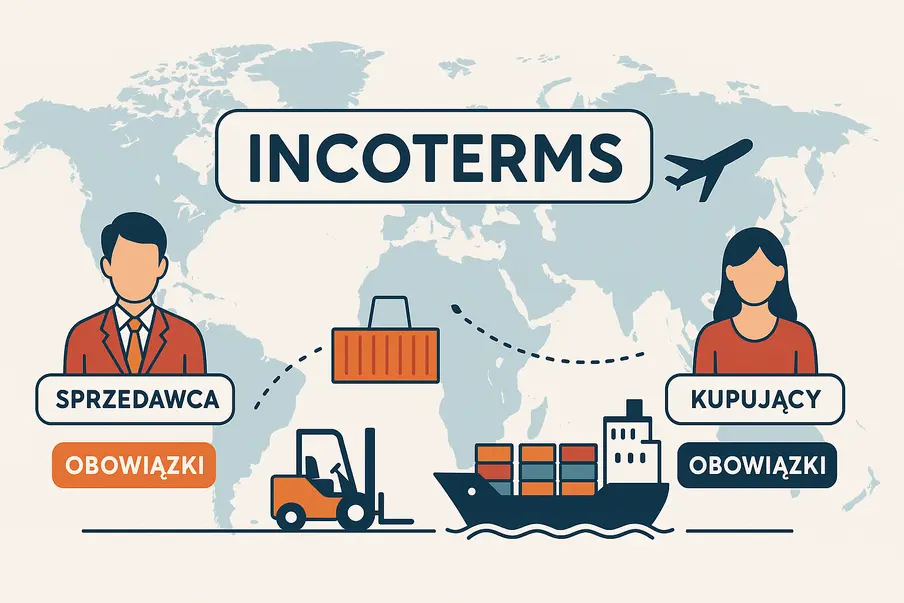 Schemat reguł Incoterms 2020 – podział obowiązków między sprzedawcą a kupującym